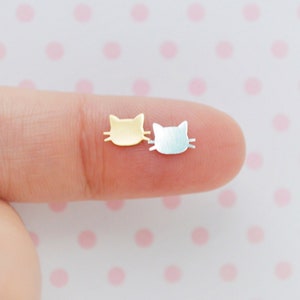 7mm Tiny Kawaii Metallic Gold or Silver Neko Cat Metal Glitter Resin Supplies Nail Art Decoden - set of 50