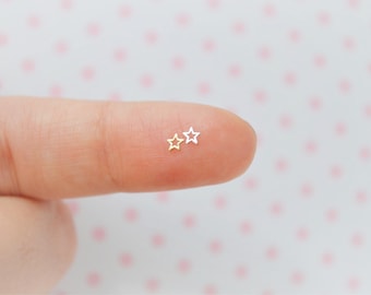 3mm Tiny Kawaii Gold or Silver Hollow Star Metal Glitter Resin Supplies Nail Art Decoden - set of 50