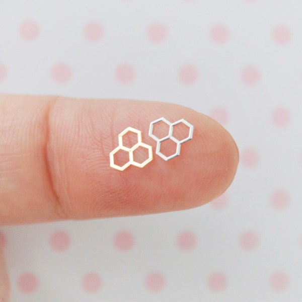 5mm Tiny Kawaii Metallic Gold or Silver Bumble Bee Honeycomb Metal Glitter Resin Supplies Nail Art Decoden - set of 50