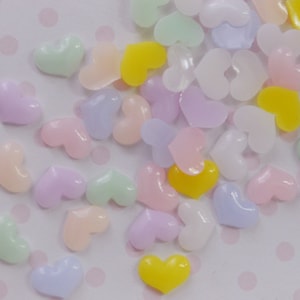 8mm Tiny Heart Color Changing Pastel Rainbow Kawaii Rhinestone Flatback Resin Nail Charm Decoden Cabochon- 20 piece set