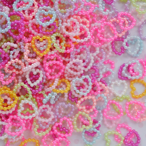 11mm Tiny Kawaii Pastel Pearl Heart Decoden Cabochon - 100 piece set