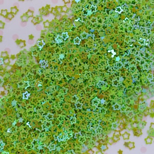 3mm Hell Grün Irisierende Hohl Sterne Glitzer Harz Zubehör Nail Art Slime Dekoden - 10 Gramm