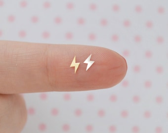 5mm Tiny Kawaii Gold or Silver Lightning Bolt Metal Glitter Resin Supplies Nail Art Slime Decoden - set of 50