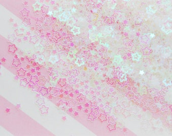 3mm Clear Iridescent Hollow Star Glitter Resin Supplies Nail Art  Slime Decoden - 10 grams