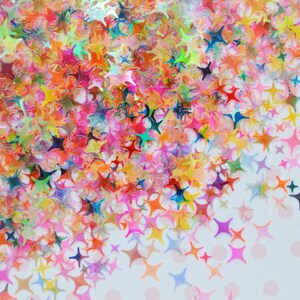 2-5 mm Kawaii Iridescente Olografico Trasparente ARCOBALENO a 4 Punte Stella Glitter Resina Forniture Nail Art Decoden Slime - 5 grammi