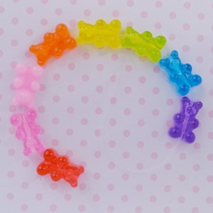 16mm Kawaii Beads Bright Colorful Rainbow Gummy Bear Flatback Resin Decoden - set of 8