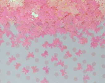 Pastel Pink Iridescent Bow Glitter Kawaii Resin Supplies Nail Art Slime Decoden Sequins - 5 grams