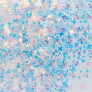 2mm - 5mm Kawaii Clear Iridescent 4 Point Star Glitter Resin Supplies Nail Art Decoden Slime - 5 grams