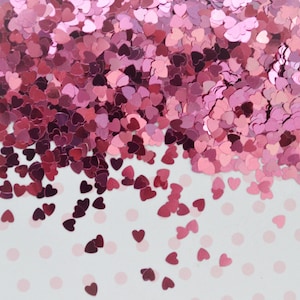 3mm Kawaii Metallic Pink Heart Valentine Glitter Resin Supplies Nail Art Decoden Slime - 5 grams