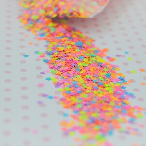 3mm Kawaii Neon Rainbow Star Mix Glitter Resin Supplies Nail Art Decoden Slime 5 grams image 3