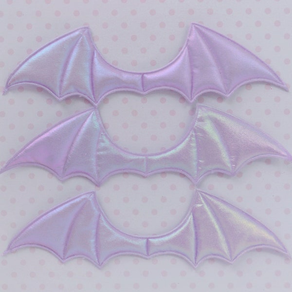 Alas de murciélago moradas perladas enormes de 140 mm, estilo gótico pastel, espeluznantes y lindas, para Halloween, apliques kawaii - juego de 3