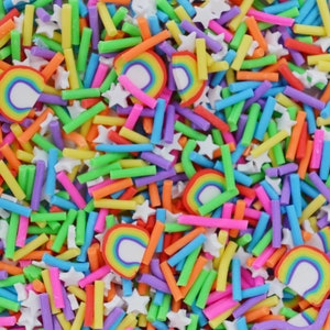 Polymer Clay Heller Regenbogen Weißer Stern Decoden Künstliche Streusel Harz Liefert Nail Art Decoden Slime Glitter - 10g