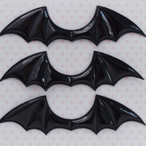 Alas de murciélago enormes de 140 mm, negras, pastel, góticas, espeluznantes, lindas, para Halloween, apliques kawaii - juego de 3