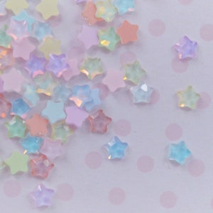 4mm Tiny Mocha AB Pastel Rainbow Iridescent Kawaii Star Rhinestone Flatback Resin Decoden Cabochon- 20 piece set