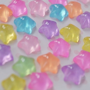 13mm Bright Rainbow Star Shimmer Glitter Kawaii Candy Color Flatback ...
