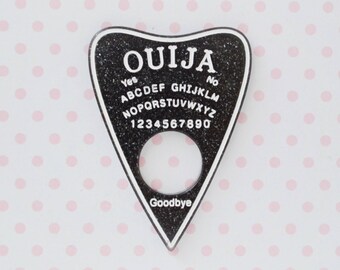59mm Pastel Goth Creepy Cute Black Glitter Ouija Board Planchette Flatback Resin Decoden Cabochon - 1 piece