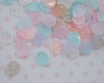 9mm Tiny Skull AB Iridescent Pastel Rainbow Druzy Kawaii Rhinestone Flatback Resin Decoden Cabochon- 20 piece set