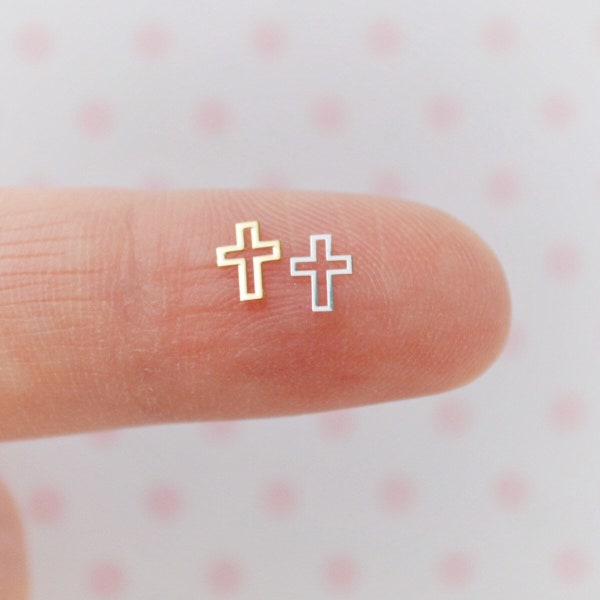 6mm Tiny Kawaii Metallic Gold or Silver Hollow Cross Rosary Crucifix Goth  Metal Glitter Resin Supplies Nail Art Decoden Slime - set of 50