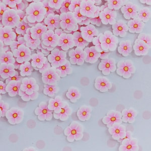 5 mm Kawaii rose pastel blanc Sakura fleurs de cerisier saupoudrés argile polymère résine fournitures Nail Art Decoden Slime - 10 g
