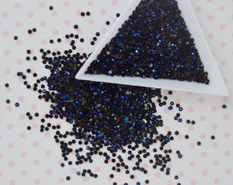 2mm Black Purple Blue Ab Iridescent Rhinestone Flatback Resin Decoden Cabochon - 5 grams