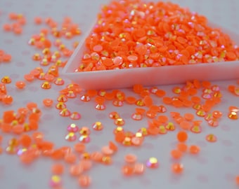 3mm Orange AB Jelly Iridescent Rhinestone Flatback Resin Decoden Cabochon - 5 grams