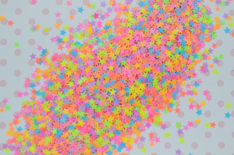 3mm Kawaii Neon Rainbow Star Mix Glitter Resin Supplies Nail Art Decoden Slime 5 grams image 1