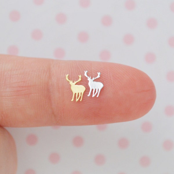 6mm Tiny Metallic Gold or Silver Deer Reindeer Stag Metal Glitter Resin Supplies Nail Art Decoden - set of 50