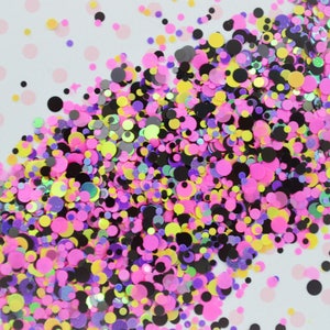 Kawaii Brilhante Rosa Roxo Preto Amarelo Iridescente Dot Glitter Resina Suprimentos Nail Art Decoden Slime - 5 gramas