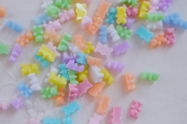 9mm Tiny Kawaii Pastel Rainbow Gummy Bear Candy Flatback Resin Decoden ...