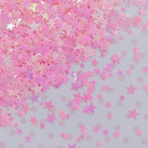 Kawaii Pastel Pink Iridescent Mixed Size Star Glitter Resin Supplies Nail Art Decoden Slime Glitter - 5 grams