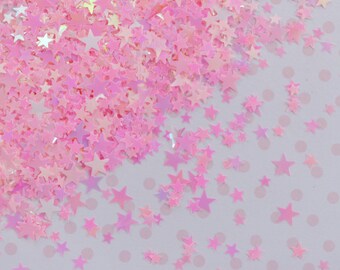 Kawaii Pastel Pink Iridescent Mixed Size Star Glitter Resin Supplies Nail Art Decoden Slime Glitter - 5 grams
