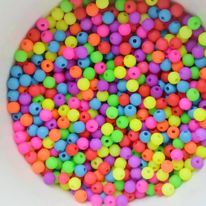 4mm Matte Neon Round Beads - set of 200