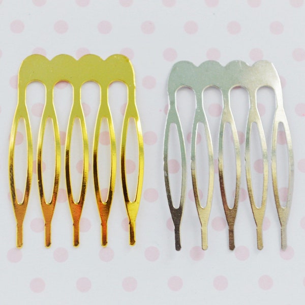 25mm Gold or Silver Mini Hair Combs - set of 5