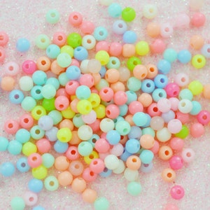4mm Tiny Kawaii Round Pastel Rainbow Beads - 200 piece set