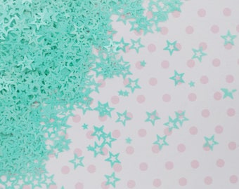 6mm Kawaii Mint Green Hollow Star Glitter Resin Supplies Nail Art Decoden Slime - 5 grams