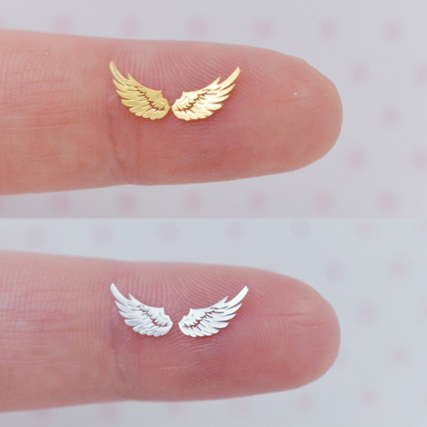 8mm Tiny Kawaii Metallic Gold or Silver Wing Angel Bird Fairy Metal Glitter Resin Supplies Nail Art Decoden - set of 50