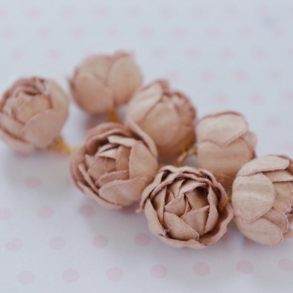 62mm Muted Dusty Pink Rose Cluster Silk Flower Fake Flower Champagne Gold Charm Pendant Jewelry Supplies - 1 piece