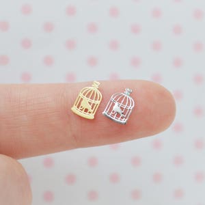 Petite cage à oiseaux métallique kawaii, 7 mm, métal doré ou argenté, paillettes, résine, fournitures pour décorations d'ongles - lot de 50