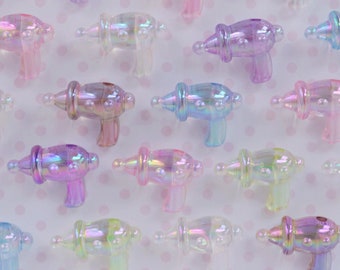 25mm Kawaii Pastel Mix Laser Reygun Lasergun AB Iridescent Charms Resin Decoden Cabochons - 5 pieces