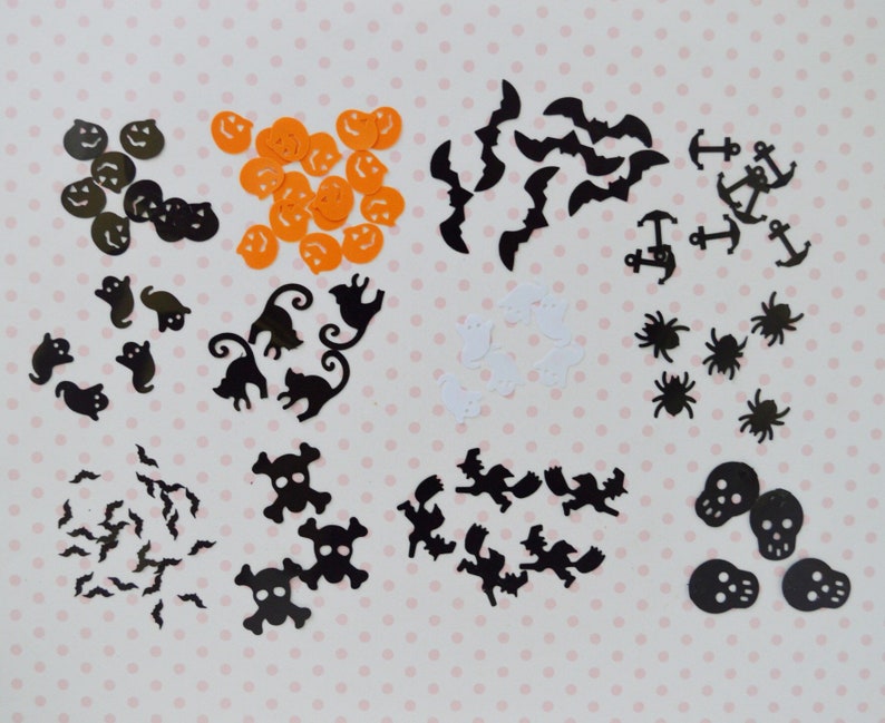 Halloween Mix Glitter Pumpkin Witch Cat Spider Skull Creepy Cute Spooky Black Orange Resin Supplies Decoden Slime - 12 grams 