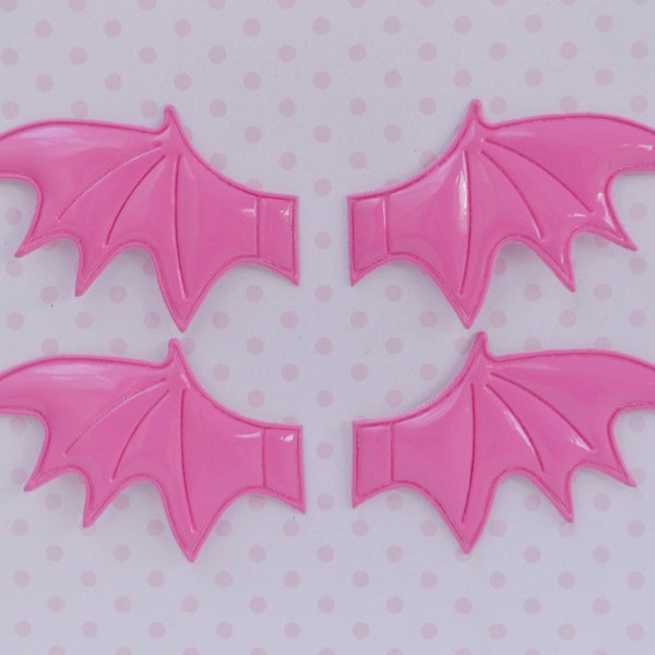 57 mm Pink Bat Wing Pastel Goth Creepy Cute Halloween Wings Kawaii Appliqué - 2 pares