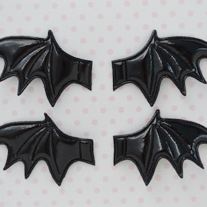 57mm Black Bat Wing Pastel Goth Creepy Cute Halloween Wings Kawaii Appliqué - 2 pairs