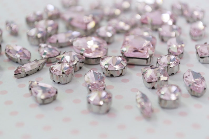 Mix Shape Pastel Pink Emerald Heart Teardrop Diamond Sew on - Etsy