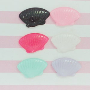 25mm Kawaii Pastel Mermaid Sea Shell Flatback Resin Decoden Cabochons - 6 piezas set