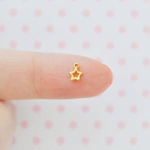 4mm Tiny Kawaii Golden Hollow Star Charm Jewelry Findings Decoden Cabochon - set of 50