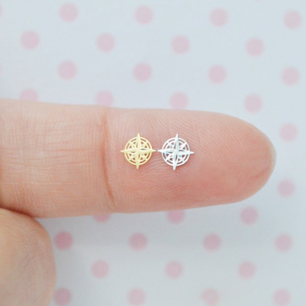 5mm Tiny Kawaii Gold or Silver Compass Rose Metal Glitter Resin Supplies Nail Art Decoden Slime - set of 50