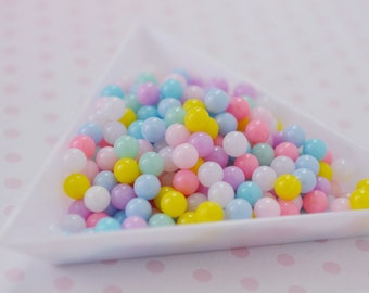 4mm No Hole Pastel Rainbow Plastic Ball Kawaii Sprinkles Resin Shaker Charm Supplies Nail Art SlimeDecoden Cabochon- 10 grams