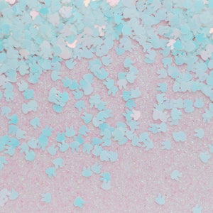 4mm Kawaii Pastell Blau Weiß Rosa irisierend Häschen Glitter Resin Zubehör Nail Art Decoden Slime - 5 Gramm