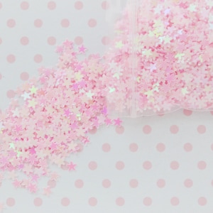 3mm Kawaii Pastel Pink Iridescent Star Glitter Resin Supplies Nail Art Slime Decoden Sequins - 5 grams