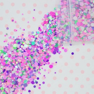 Kawaii Pink and Purple Iridescent Dot Glitter Resin Supplies Nail Art Decoden Slime - 5 grams